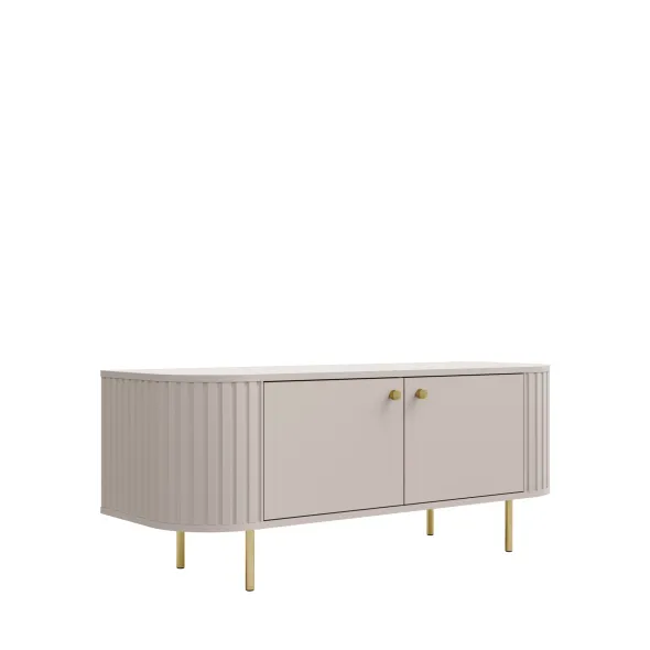 Comoda TV Ovalio 2 Sertare, TYP 302,  123x42.3x50 h cm, Pal Melaminat/MDF, Beige Nisip picture - 4