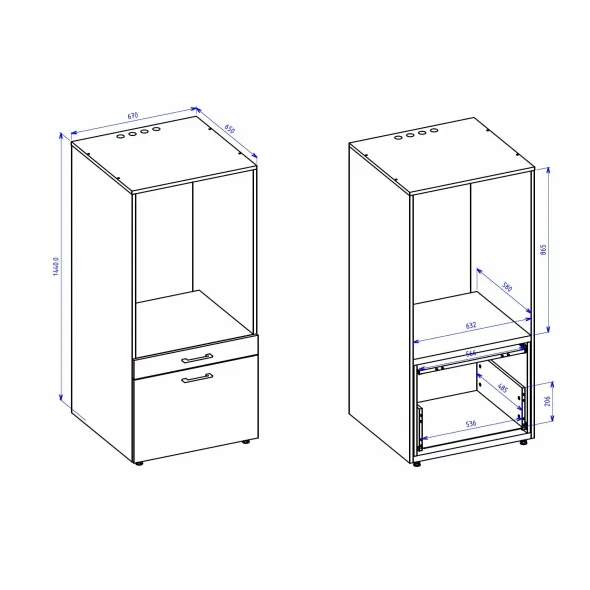 Dulap Cu Sertare Pentru Masina de Spalat Haine/Uscator, AZA - 3097ME60, 67x65x144 cm - Alb picture - 6