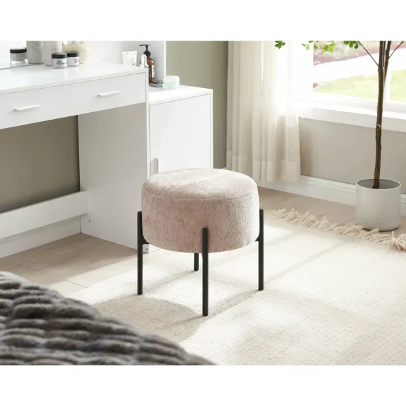 Fotoliu cu Taburet Runa, 57.5x57x69 CM, Stofa, Beige picture - 5