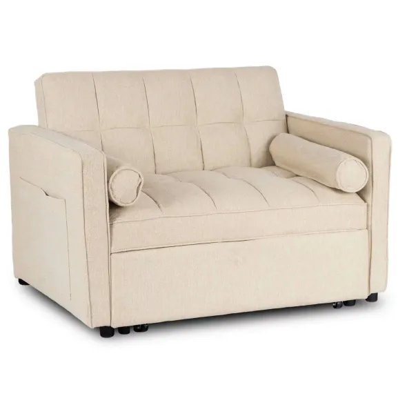 Fotoliu Extensibil Karole, 120x100-193x87 h cm, Stofa, Beige picture - 2