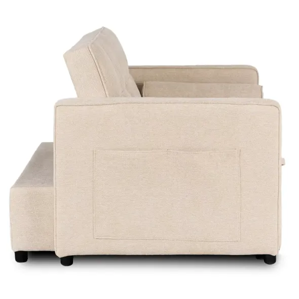 Fotoliu Extensibil Karole, 120x100-193x87 h cm, Stofa, Beige picture - 5