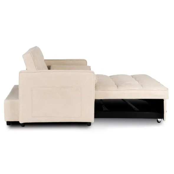 Fotoliu Extensibil Karole, 120x100-193x87 h cm, Stofa, Beige picture - 6