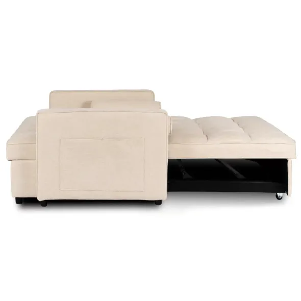 Fotoliu Extensibil Karole, 120x100-193x87 h cm, Stofa, Beige picture - 4