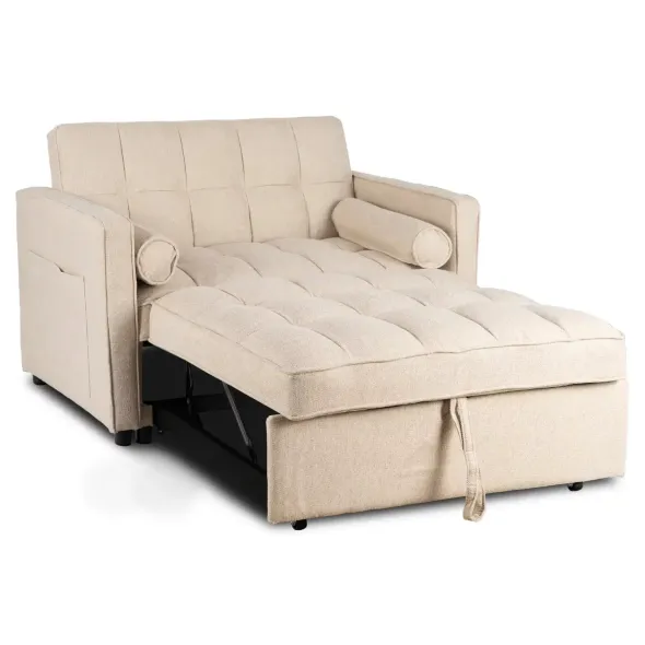 Fotoliu Extensibil Karole, 120x100-193x87 h cm, Stofa, Beige picture - 3
