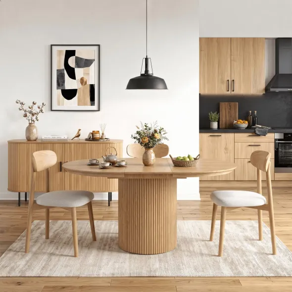 Masa Extensibila Adana, 120-160x120x76.5 h cm, Stejar picture - 3