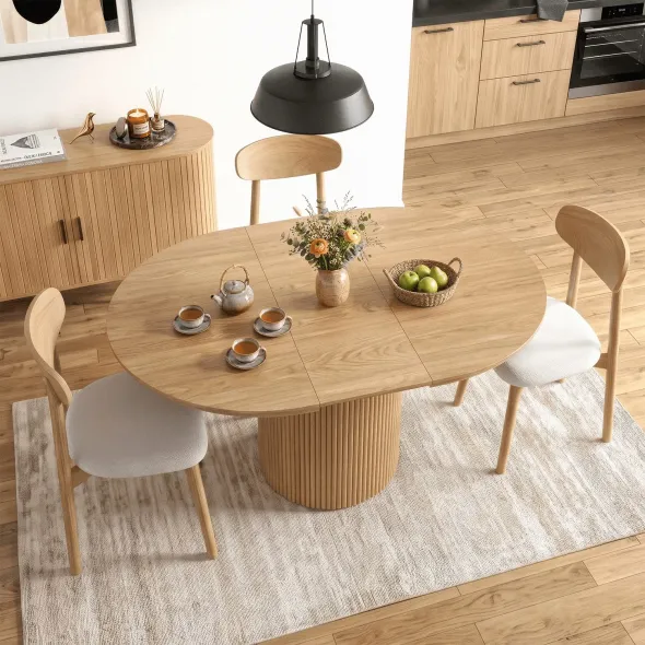 Masa Extensibila Adana, 120-160x120x76.5 h cm, Stejar picture - 4