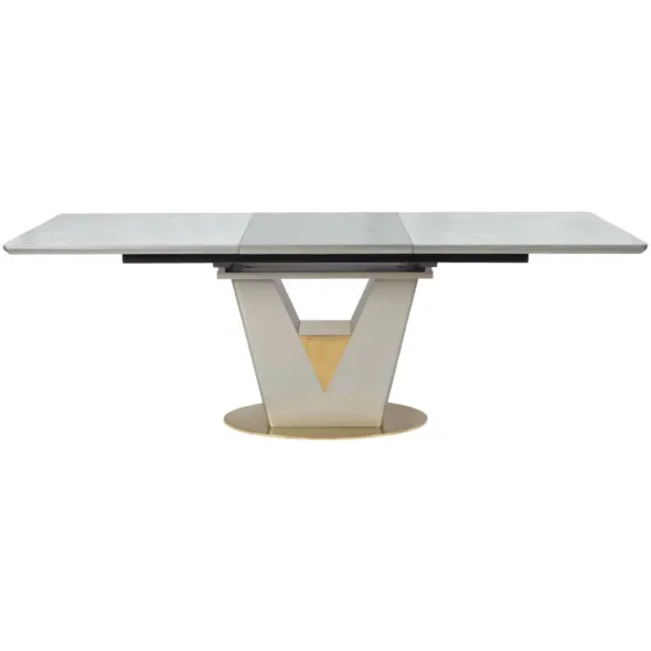 Masa Extensibila Athos, 160-220x90x76 h cm, Blat Ceramic + MDF, Beige/Gri Glossy picture - 1