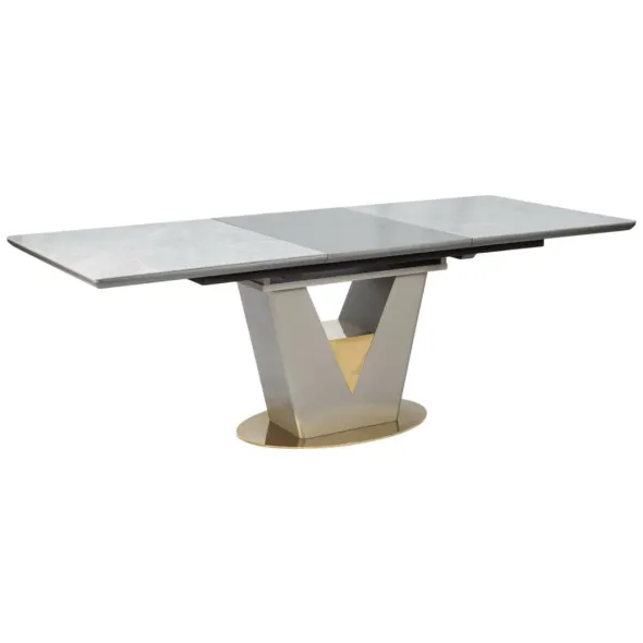 Masa Extensibila Athos, 160-220x90x76 h cm, Blat Ceramic + MDF, Beige/Gri Glossy picture - 3