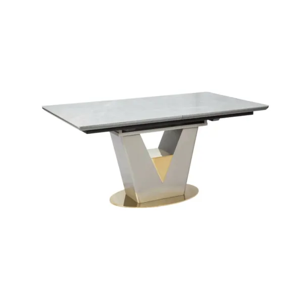 Masa Extensibila Athos, 160-220x90x76 h cm, Blat Ceramic + MDF, Beige/Gri Glossy picture - 4