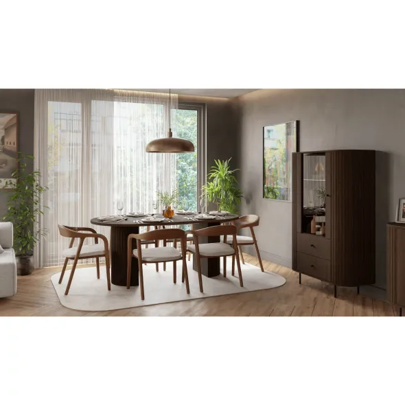 Masa Extensibila Ovalio, 100-144-188x100x75 h cm, Pal Melaminat/MDF, Stejar Dunin picture - 2