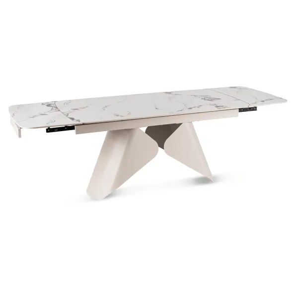 Masa Extensibila Vasai 160-240-x90x77 cm, Metal/Ceramica, Casmir/Alb Marmura picture - 4