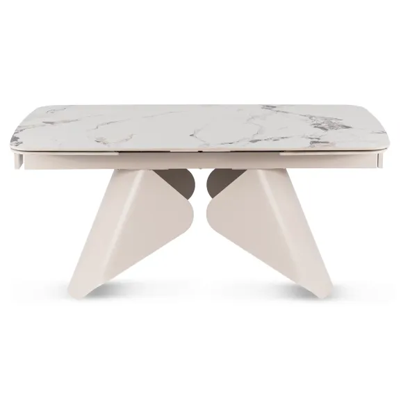 Masa Extensibila Vasai 160-240-x90x77 cm, Metal/Ceramica, Casmir/Alb Marmura picture - 6