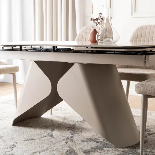 Masa Extensibila Vasai 160-240-x90x77 cm, Metal/Ceramica, Casmir/Alb Marmura picture - 7
