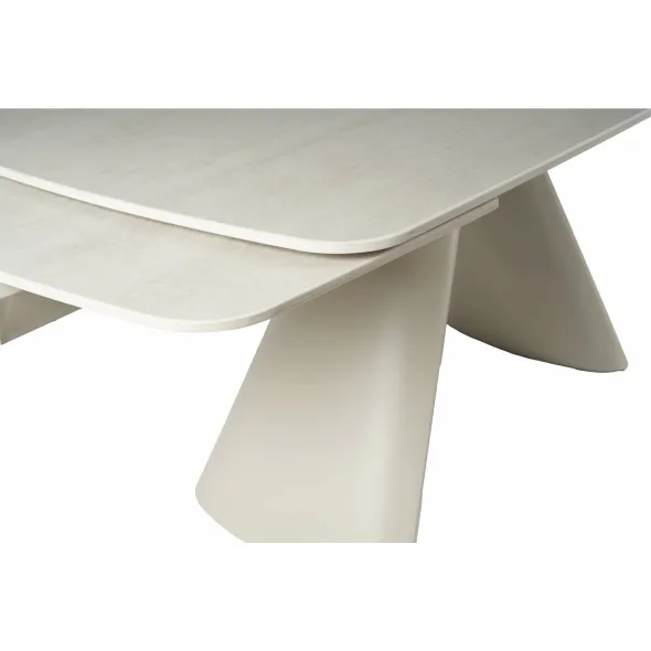 Masa Extensibila Volare, 165-240x90x76 cm, Metal/Piatra Sinterizata, Gri Deschis cu Beige Nisip picture - 6