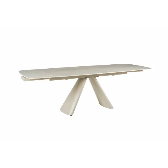Masa Extensibila Volare, 165-240x90x76 cm, Metal/Piatra Sinterizata, Gri Deschis cu Beige Nisip picture - 2