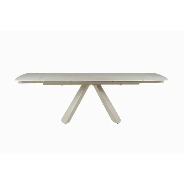 Masa Extensibila Volare, 165-240x90x76 cm, Metal/Piatra Sinterizata, Gri Deschis cu Beige Nisip picture - 3