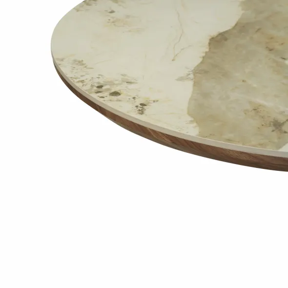 Masa Ovala Lunara 200x100x76 h cm, MDF/Ceramica, Stejar/Beige Pandora picture - 5