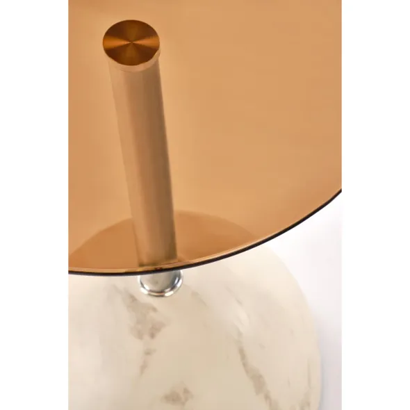 Masuta de Cafea Adriatica, Ø40x51 cm, Metal/Sticla, Beige/Maro picture - 3