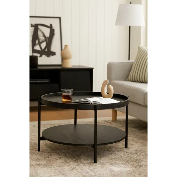 Masuta de Cafea Bivio, 64x64x40, Metal/Pal Melaminat, Neagra picture - 5