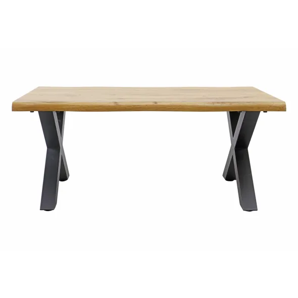 Masuta de Cafea Evele, Stil Industrial, 90x60x39 h cm, Picior Metalic, Blat MDF, Negru/Stejar picture - 2