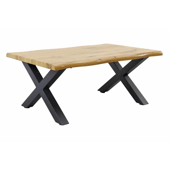 Masuta de Cafea Evele, Stil Industrial, 90x60x39 h cm, Picior Metalic, Blat MDF, Negru/Stejar picture - 3