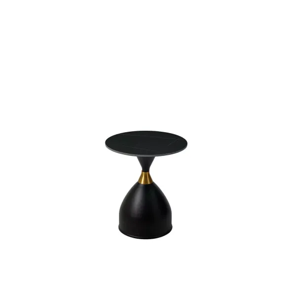 Masuta de Cafea Lumea, Ø50x56 cm, Metal/Piatra Sinterizata, Neagra picture - 2
