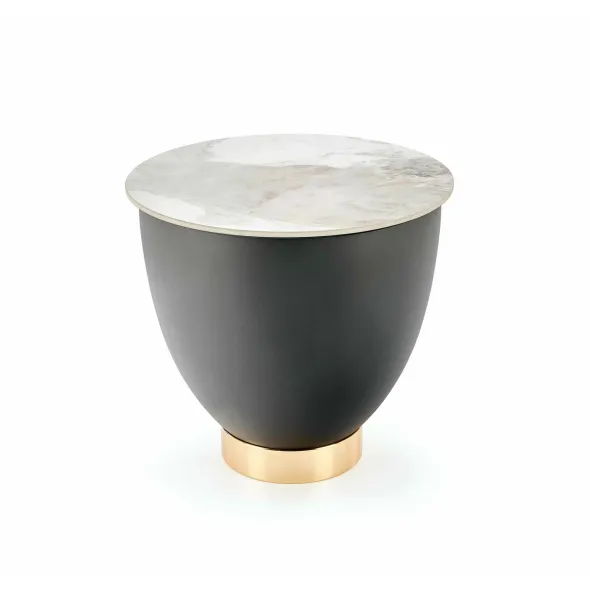 Masuta de Cafea Marbella Ø48x45 cm, Metal/Piatra Sinterizata, Negru/Pandora Beige picture - 1