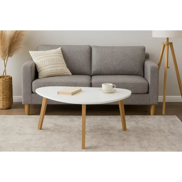 Masuta De Cafea Scandia, 85x45x40 h cm, Bambus/MDF, Natur/Alb picture - 1