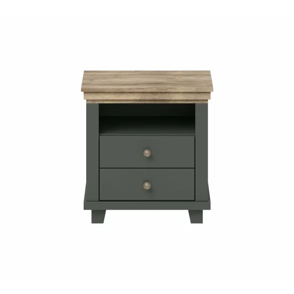 Noptiera Evora 2 Sertare, 52x42x54 cm Verde/Stejar Lefkas picture - 3