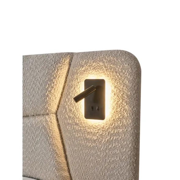 Pat Tapitat Touch Plus cu Somieră Rabatabilă și Iluminare LED + Saltea Tocuh, 160×200 cm, Beige picture - 4