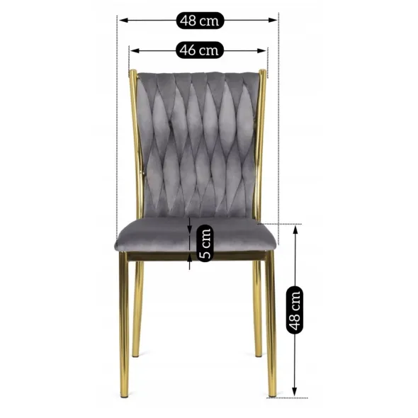 Scaun Daris, 48x58x94 H CM, Structura metalica, Gri/Auriu picture - 5
