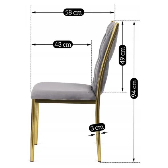 Scaun Daris, 48x58x94 H CM, Structura metalica, Gri/Auriu picture - 6