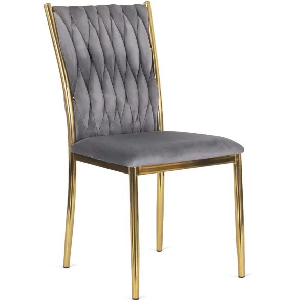 Scaun Daris, 48x58x94 H CM, Structura metalica, Gri/Auriu picture - 1