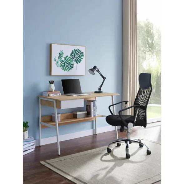 Scaun de Birou Movia, 64x62.5x107-115.5 h CM, Baza metalica, Mesh Negru picture - 1