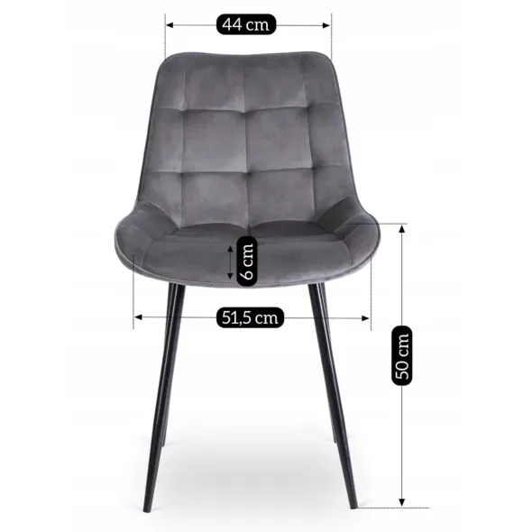 Scaun Kortina, 51.5x55x85 h cm, Catifea Gri picture - 7