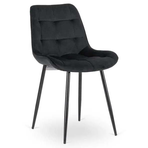Scaun Kortina, 51.5x55x85 h cm, Catifea, Negru picture - 1