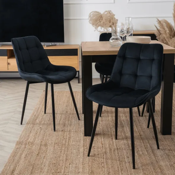 Scaun Kortina, 51.5x55x85 h cm, Catifea, Negru picture - 2