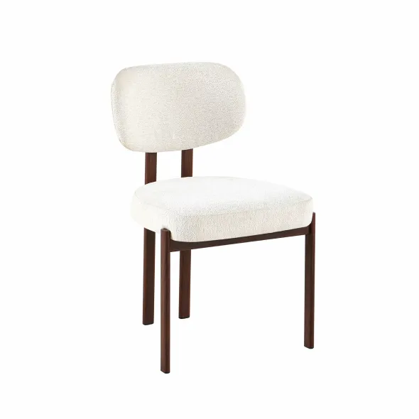 Scaun Living Ivoire A, 56.5x55.5x84.5 h cm,  Picior Metalic Dark Wood, Stofa Beige picture - 1