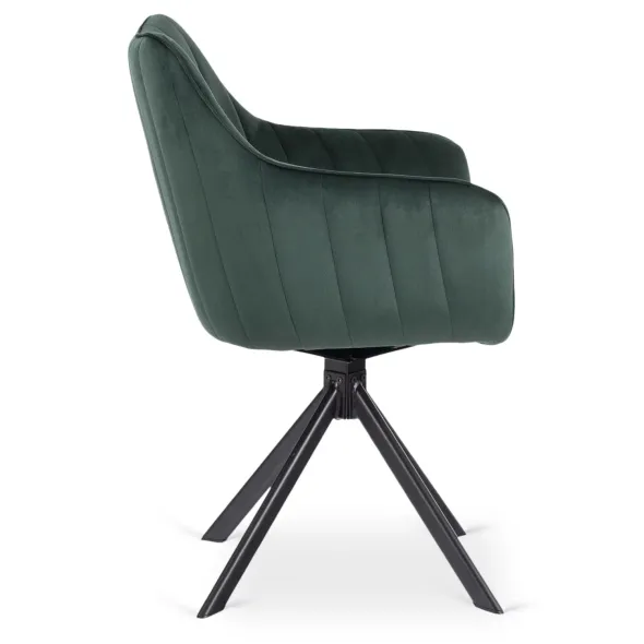 Scaun Makati, 62x52x89 cm, Functie Rotire, Structura Metalica, Catifea Verde picture - 3