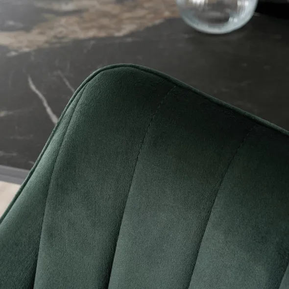 Scaun Makati, 62x52x89 cm, Functie Rotire, Structura Metalica, Catifea Verde picture - 4
