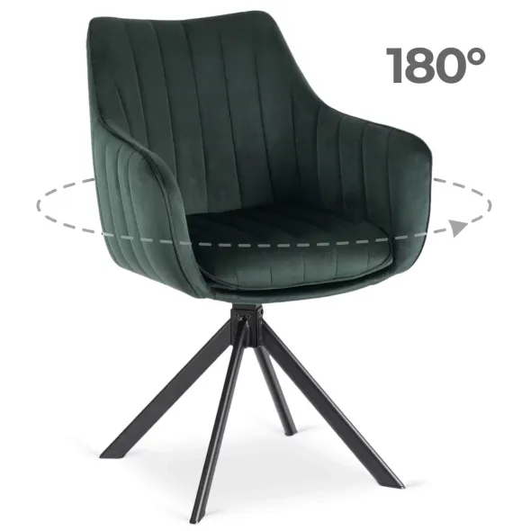 Scaun Makati, 62x52x89 cm, Functie Rotire, Structura Metalica, Catifea Verde picture - 5