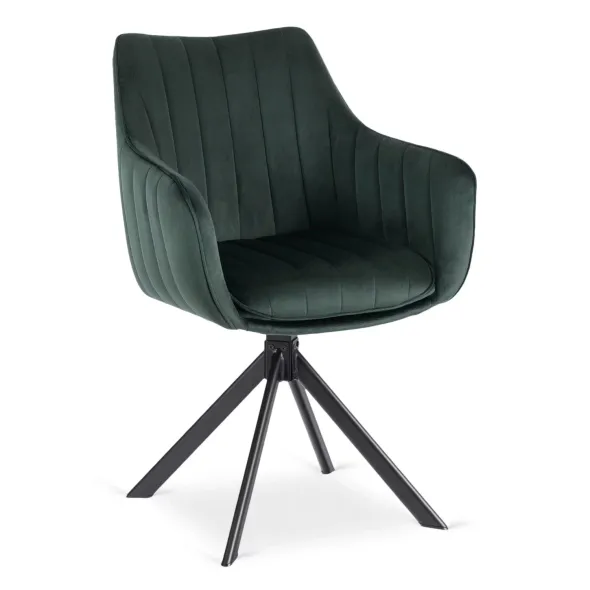 Scaun Makati, 62x52x89 cm, Functie Rotire, Structura Metalica, Catifea Verde picture - 1