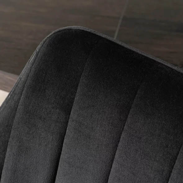 Scaun Makati, 62x52x89 cm, Functie Rotire, Structura Metalica, Catifea Neagra picture - 7