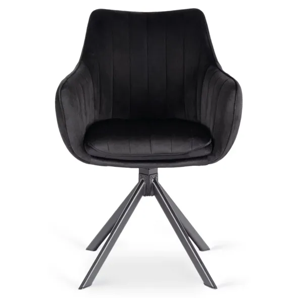 Scaun Makati, 62x52x89 cm, Functie Rotire, Structura Metalica, Catifea Neagra picture - 2