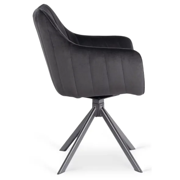 Scaun Makati, 62x52x89 cm, Functie Rotire, Structura Metalica, Catifea Neagra picture - 8
