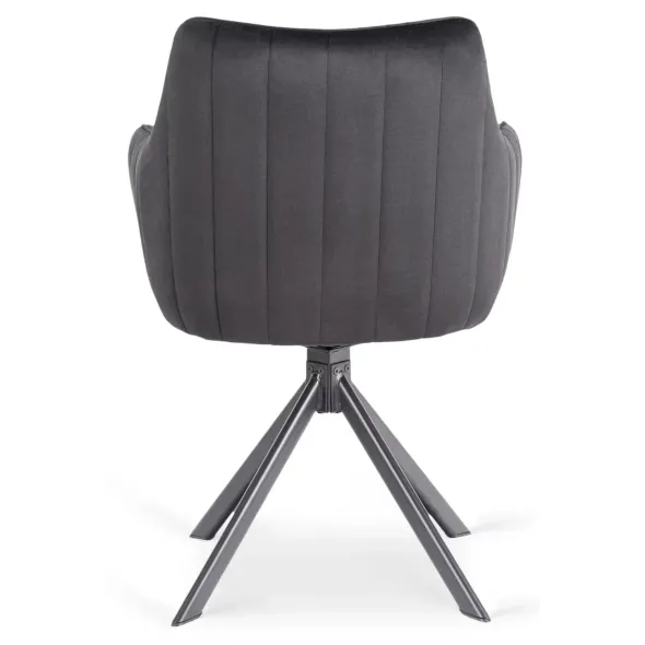 Scaun Makati, 62x52x89 cm, Functie Rotire, Structura Metalica, Catifea Neagra picture - 9