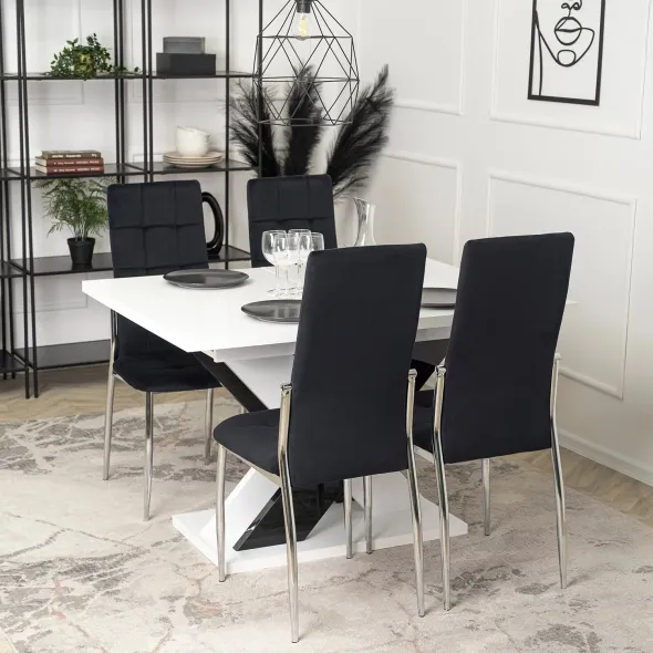 Scaun Noble, 46x48x101 H CM, Structura metalica, Crom/Negru picture - 2