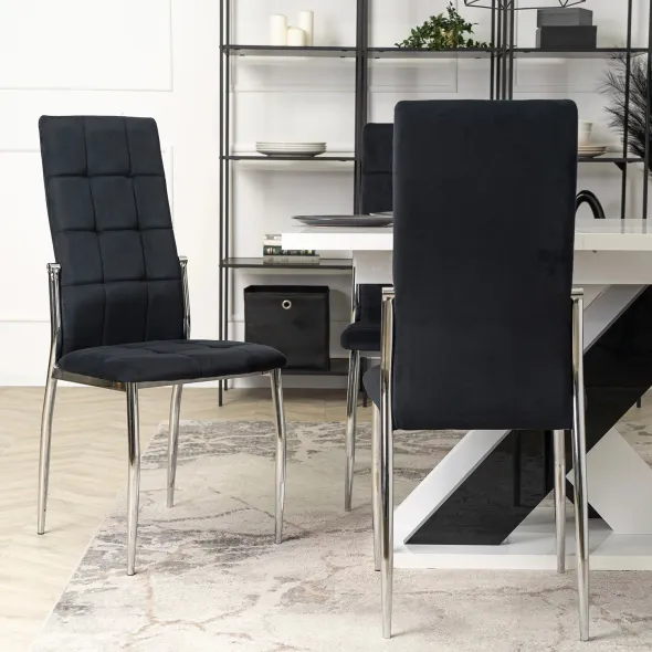 Scaun Noble, 46x48x101 H CM, Structura metalica, Crom/Negru picture - 5
