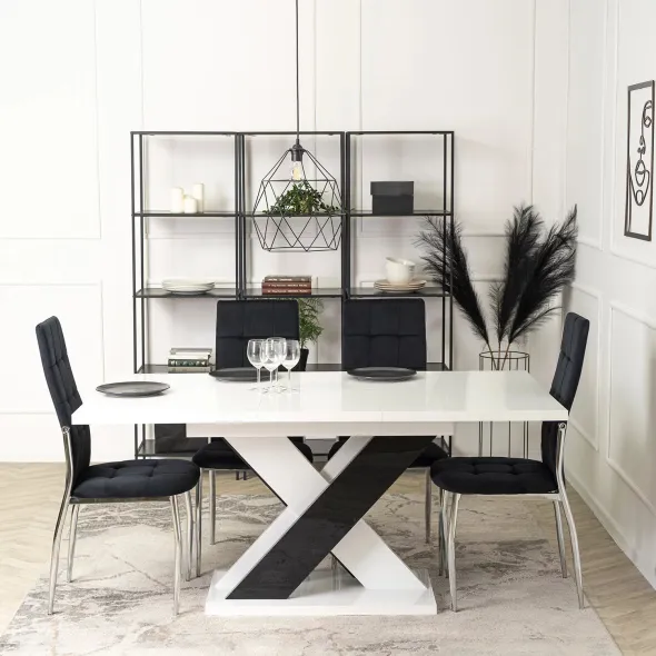 Scaun Noble, 46x48x101 H CM, Structura metalica, Crom/Negru picture - 6