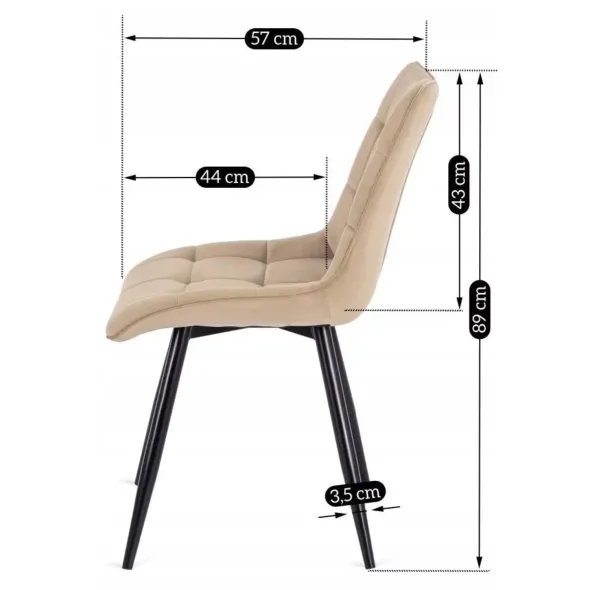 Scaun Riocco, 49x57x89 h cm, Catifea Bej picture - 7